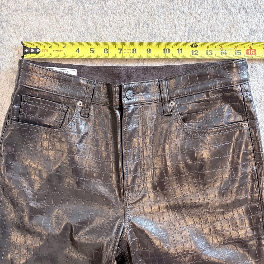 GAP Croc Embossed Edgy Chic Faux Leather Pants High Rise Cheeky Straight 31 - Picture 9 of 13